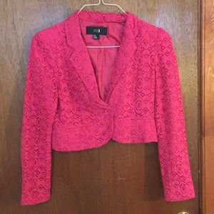 Hot pink cropped lace blazer